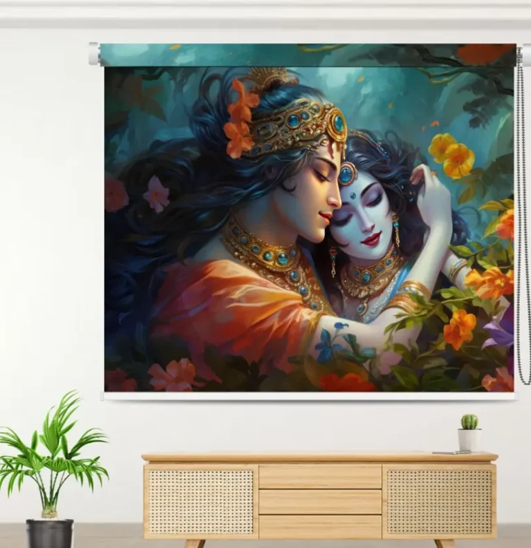 Radha Krishna Spiritual Roller Blind - Custom Fit Window Blind with UV Protection (From ₹159/sq.ft) | Parker Window Blinds
