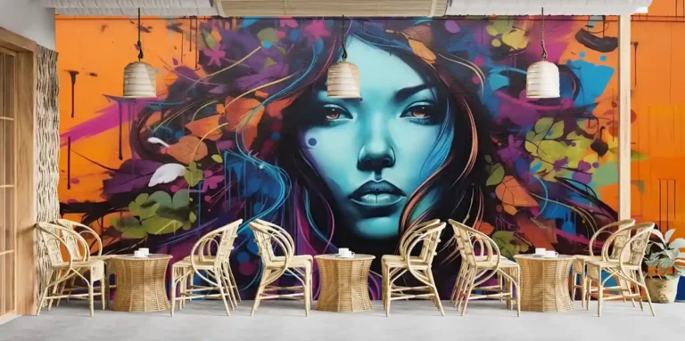 Vibrant Street Graffiti Art Wallpaper for Cafes and Studios - Custom 3D Wall Mural for Living Room & Bedroom (From ₹70/sq.ft) | Parker Window Blinds