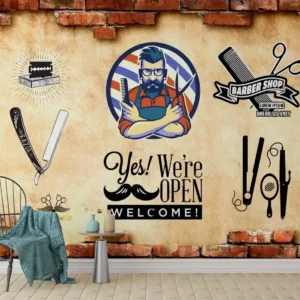 Retro Brick Wallpaper Mural for Salons & Grooming Studios