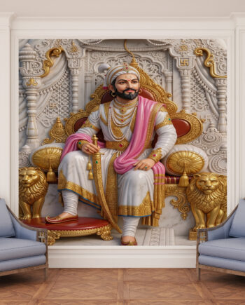 Chhatrapati Shivaji Maharaj custom wallpaper mural on living room wall - Parker Window Blinds