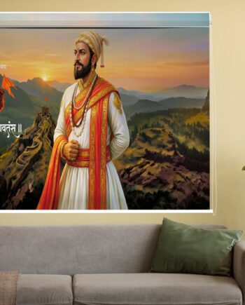Chhatrapati Shivaji Maharaj custom printed roller blinds on office window - Parker Window Blinds